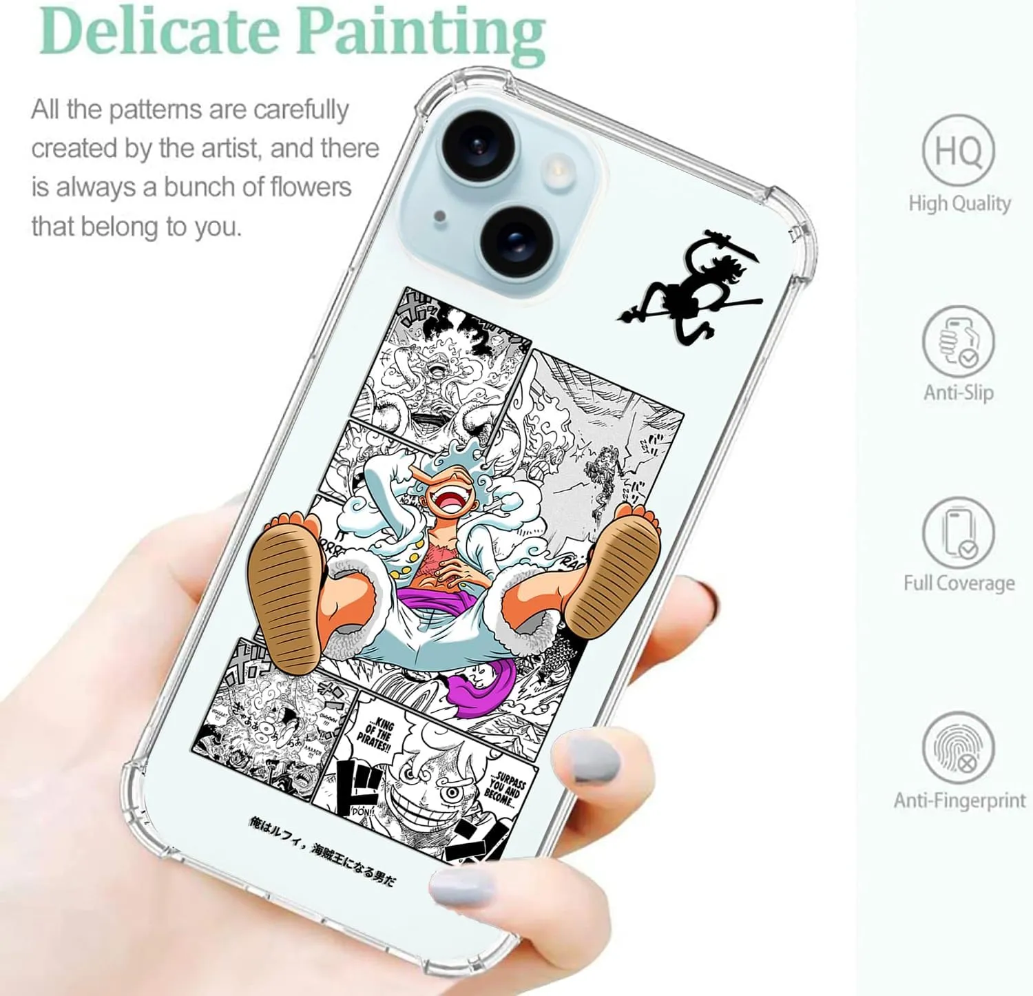 Anime Pattern Designed for iPhone 8 Plus/7 Plus Clear Case, Anime Manga Transparent Case Compatible with iPhone8 Plus/7 Plus, Soft Silicone Anti-Scratch Shockproof Airbag Protection Phone Case 5.5inch