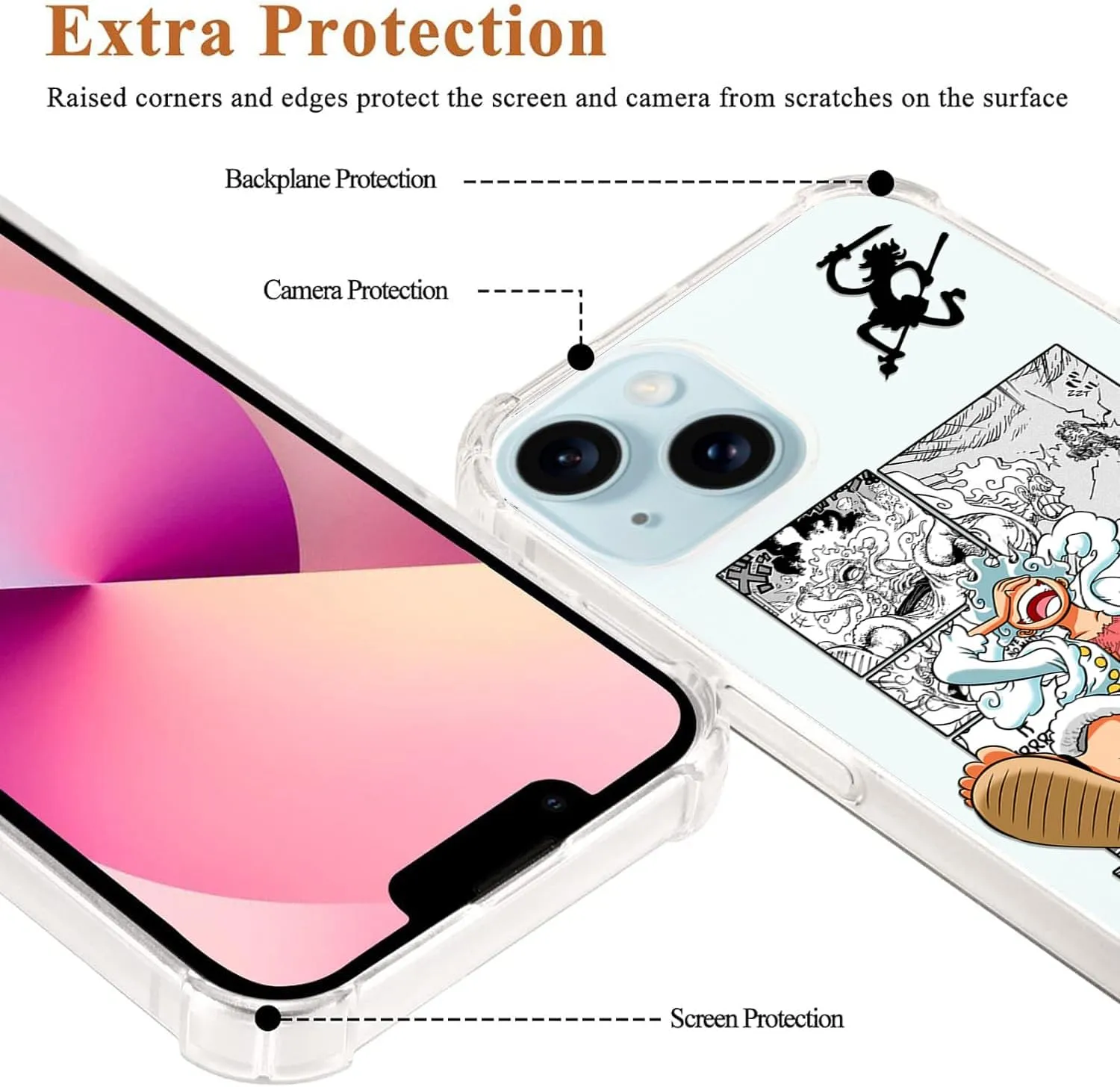 Anime Pattern Designed for iPhone 8 Plus/7 Plus Clear Case, Anime Manga Transparent Case Compatible with iPhone8 Plus/7 Plus, Soft Silicone Anti-Scratch Shockproof Airbag Protection Phone Case 5.5inch