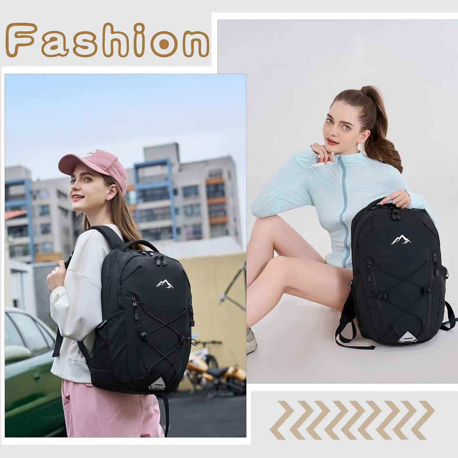 AO ALI VICTORY Women's Laptop Backpack 15.6 inch,Travel Backpack for Men,College Bookbag, Lightweight Outdoor Sport Hiking Back Pack, Everyday Daypack, Black