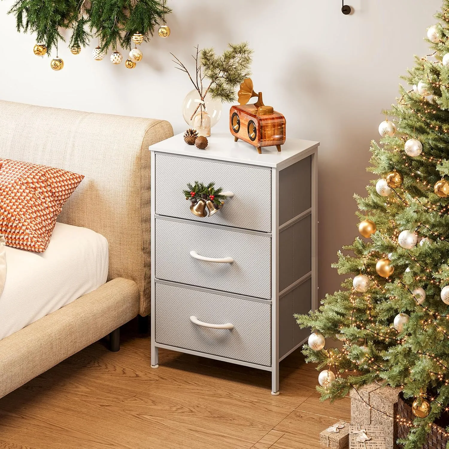 AODK Dresser for Bedroom Nightstand Small Dressers Chest of Drawers End Table for Living Room, Closet Dresser with 3 Storage Drawers Organizer Clothes, Light Grey