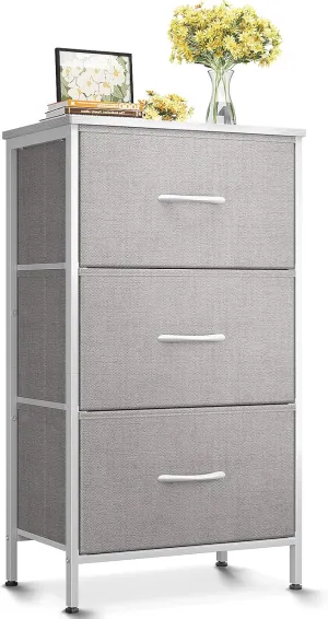 AODK Dresser for Bedroom Nightstand Small Dressers Chest of Drawers End Table for Living Room, Closet Dresser with 3 Storage Drawers Organizer Clothes, Light Grey