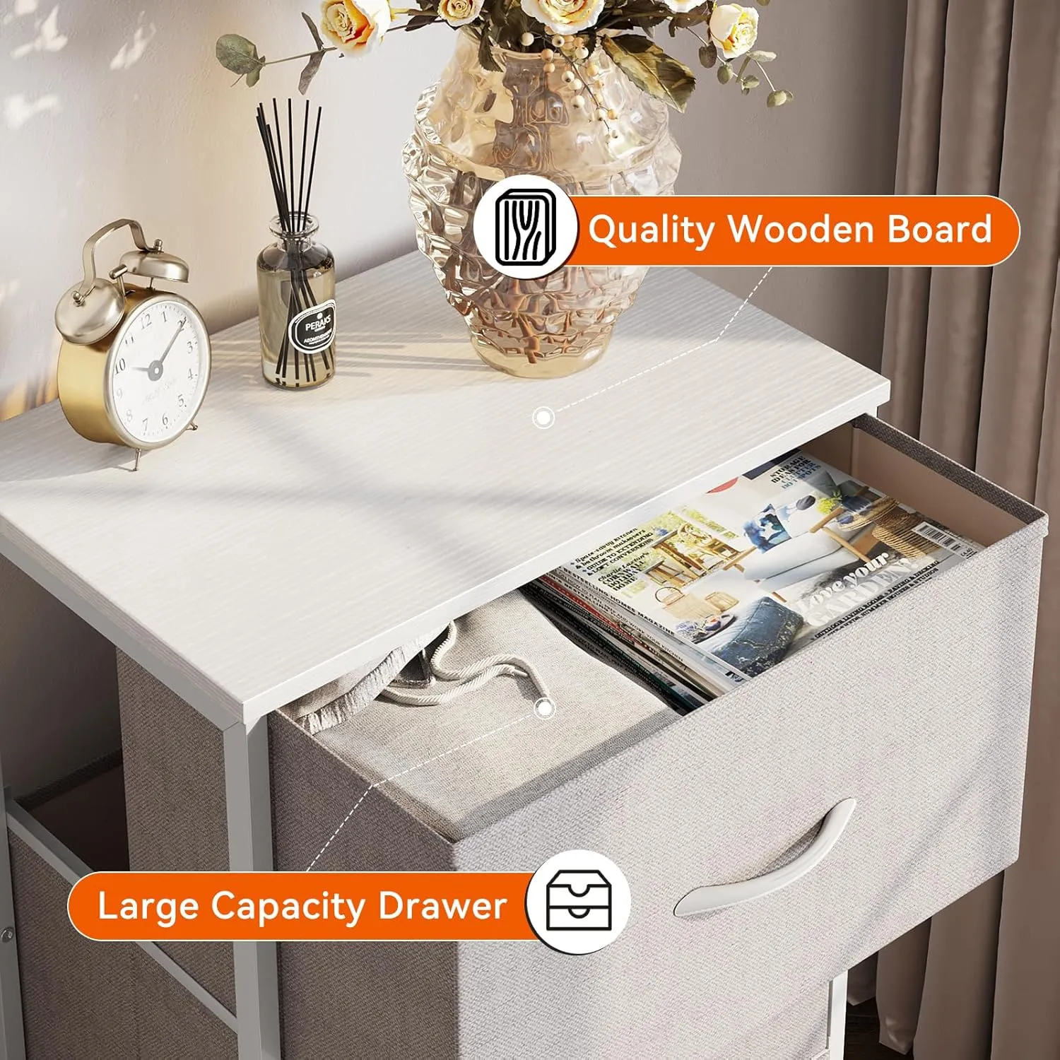 AODK Dresser for Bedroom Nightstand Small Dressers Chest of Drawers End Table for Living Room, Closet Dresser with 3 Storage Drawers Organizer Clothes, Light Grey