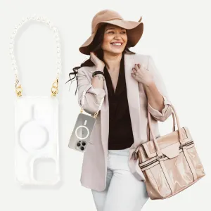 Aporia - MagSafe Clear Case with Pearl Wristlet Strap | Compatible for MagSafe iPhone 12 Mini | Strap Lanyard for Strong Wireless Charging Luxury Design (iPhone 12 Mini)