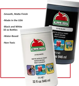 Apple Barrel White Acrylic Paint 32 Fl Oz (Pack of 2)