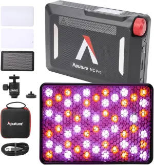 Aputure MC PRO On Camera Video Light,LED Camera Light Panel,2,000-10,000k,Magnet Adsorption Function,Dust and Waterproof,App Control for Vlogging, Photography, Video Conference,TikTok