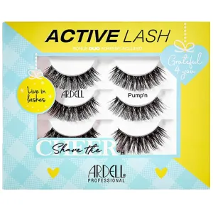 Ardell Active Lash Pump'n 3-Pair Gift Set - Holiday False Eyelashes, Natural Look Strip Lashes, 1 Pack