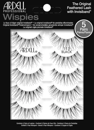 Ardell Wispies False Eyelashes 113 - Black, Natural Look Wispy Lashes, Soft & Lightweight Strip Lashes, 5 Pairs, 1 Pack