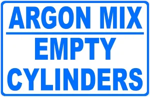 Argon Mix Empty Cylinders Sign. 12x18 Metal