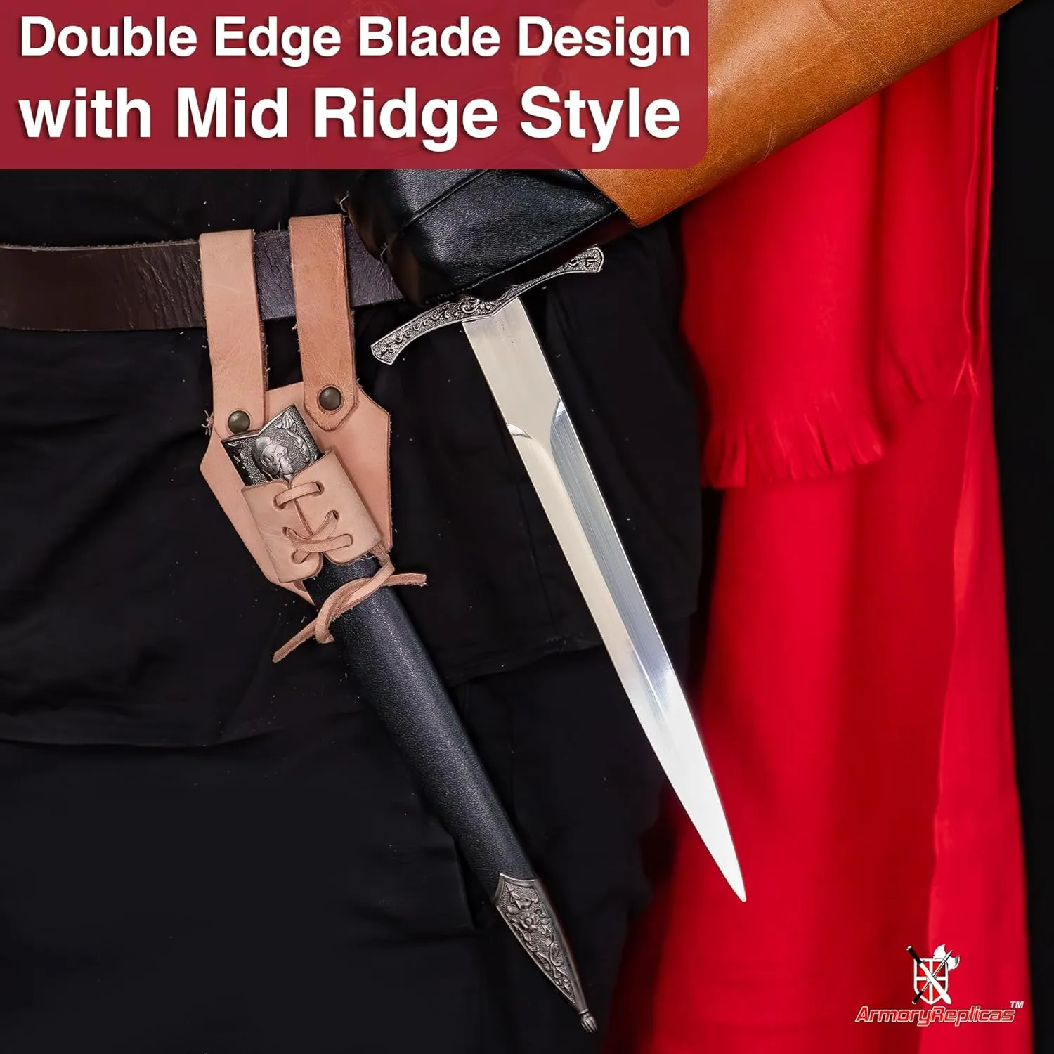 Armory Replicas™ Knights Templar Dagger with Scabbard – Stainless Steel Blade, Pewter Finish - Cosplay, and Collectors