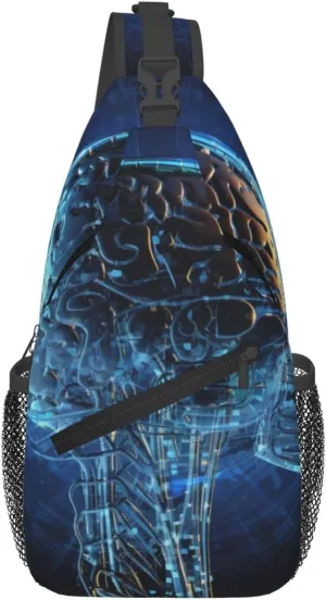 Artificial Intelligence Brain(1) Sling Bag Waterproof Lightweight Crossbody Shoulder Backpack Chest Bags Travel Hiking Casual Daypack For Women Men