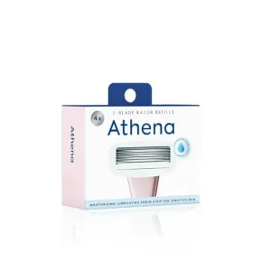 Athena-club 5-Blade Razor Refills, 4 Count, Moisturizing Serum Strip with Hyaluronic Acid, for Sensitive Skin