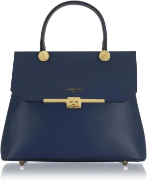 Atlanta Top Handle Satchel Bag, Genuine Leather, 10.6 x 8.7 x 4.7 inches, Gold Hardware