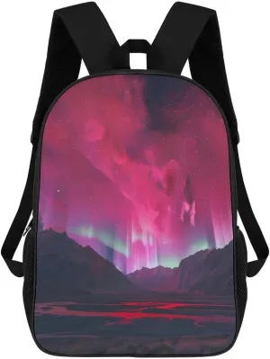 Aurora Pink-Romance 17 Inches Unisex Laptop Backpack Lightweight Shoulder Bag Travel Daypack