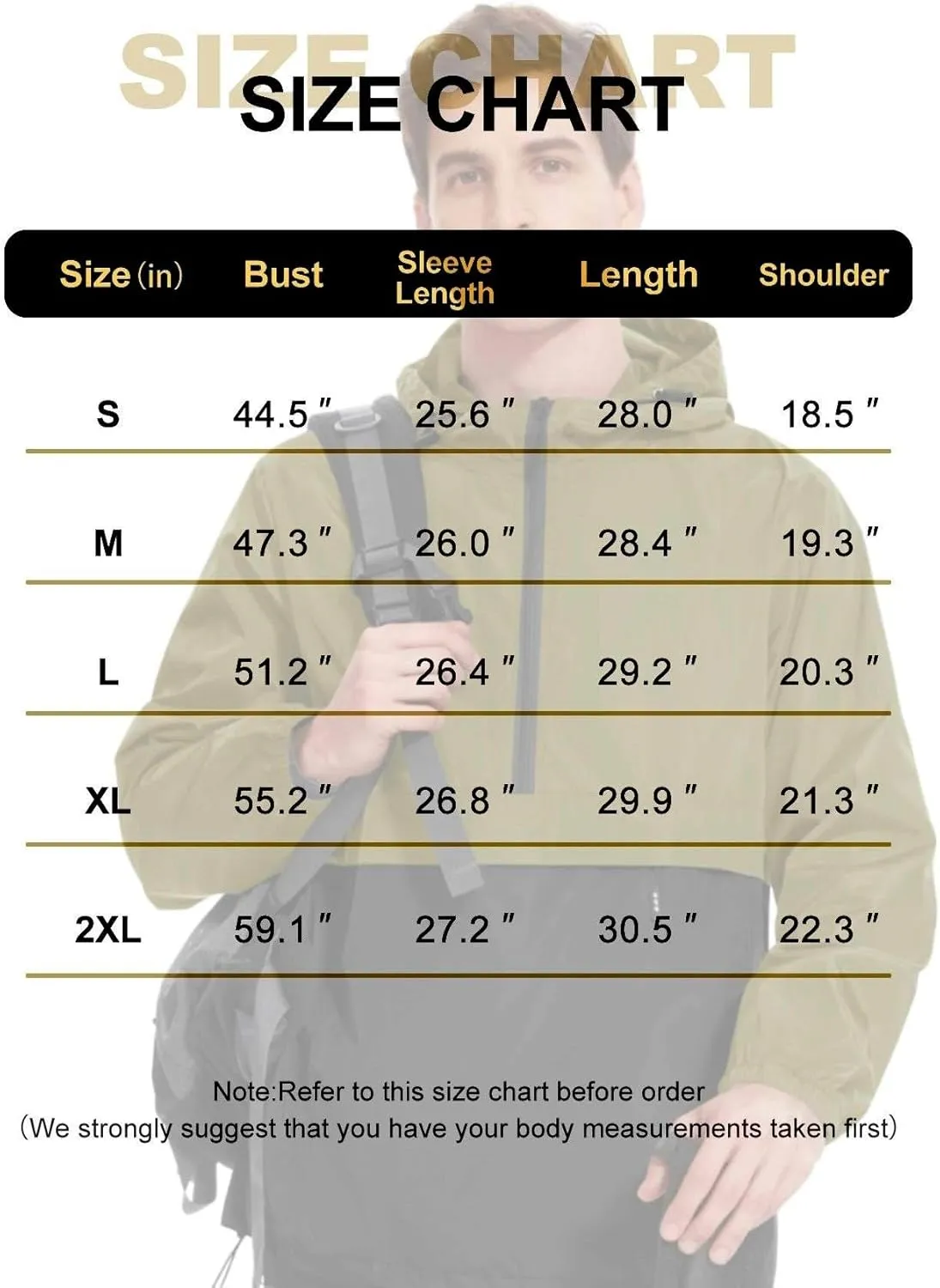 Avoogue Men's Rain Jacket Waterproof Lightweight windbreaker Packable Pullover for Hiking Golf Running
