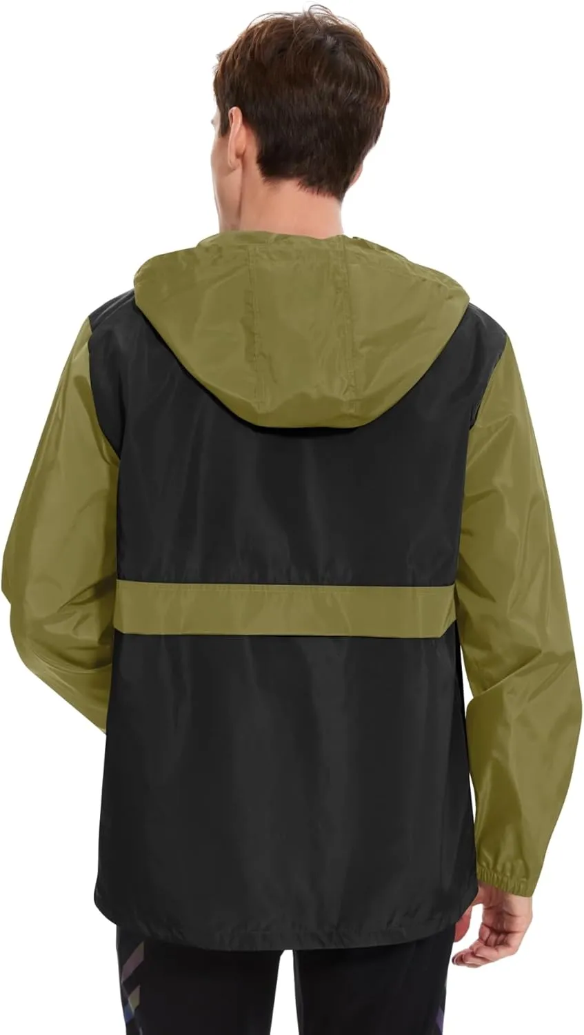 Avoogue Men's Rain Jacket Waterproof Lightweight windbreaker Packable Pullover for Hiking Golf Running