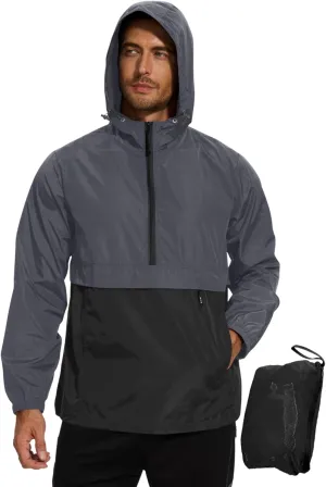 Avoogue Men's Rain Jacket Waterproof Lightweight windbreaker Packable Pullover for Hiking Golf Running