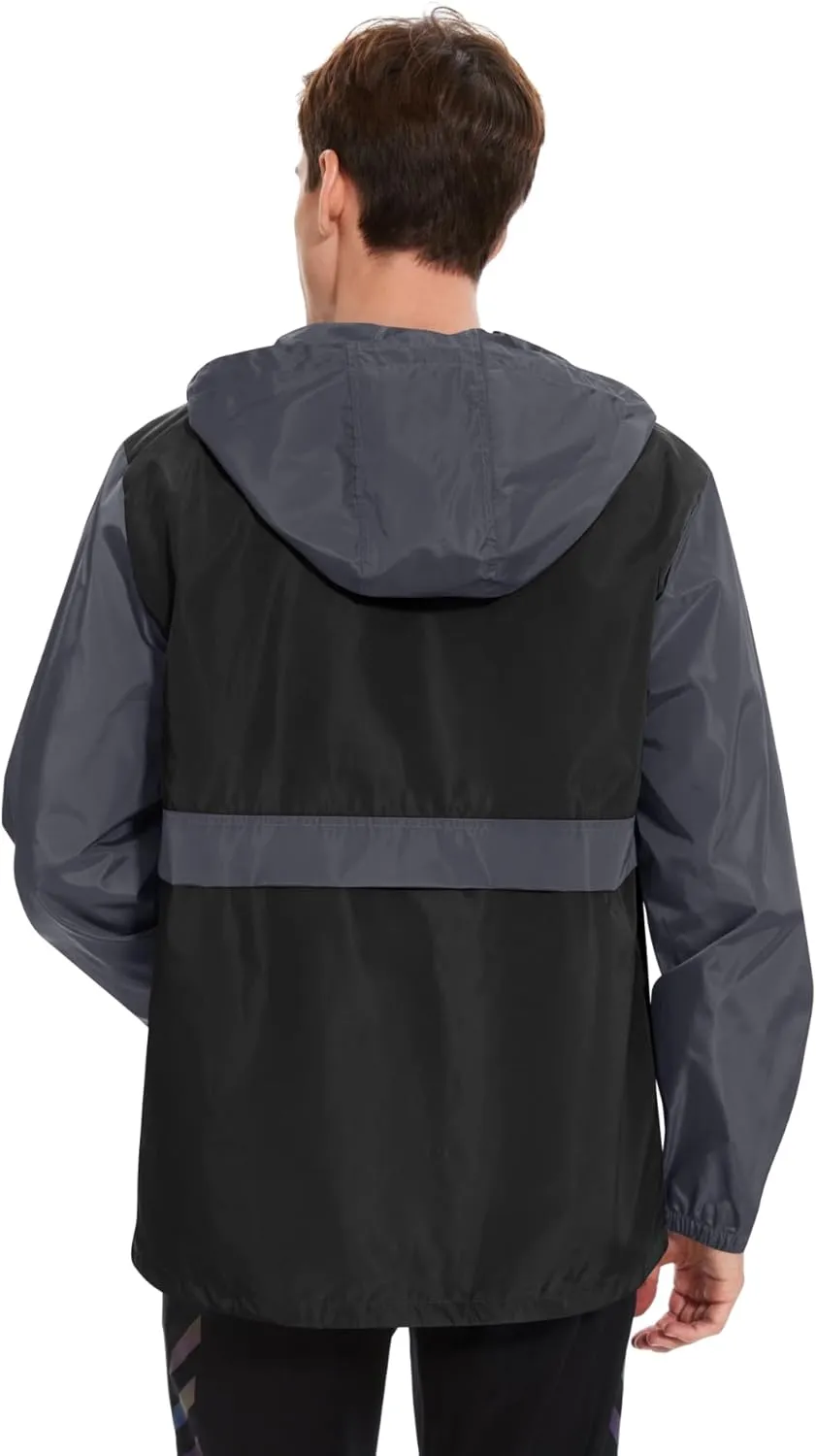 Avoogue Men's Rain Jacket Waterproof Lightweight windbreaker Packable Pullover for Hiking Golf Running