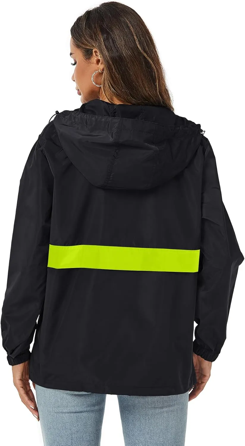 Avoogue Womens Rain Jacket with Hood,Pullover,Packable,Lightweight,Windbreaker,Waterproof,Breathable.