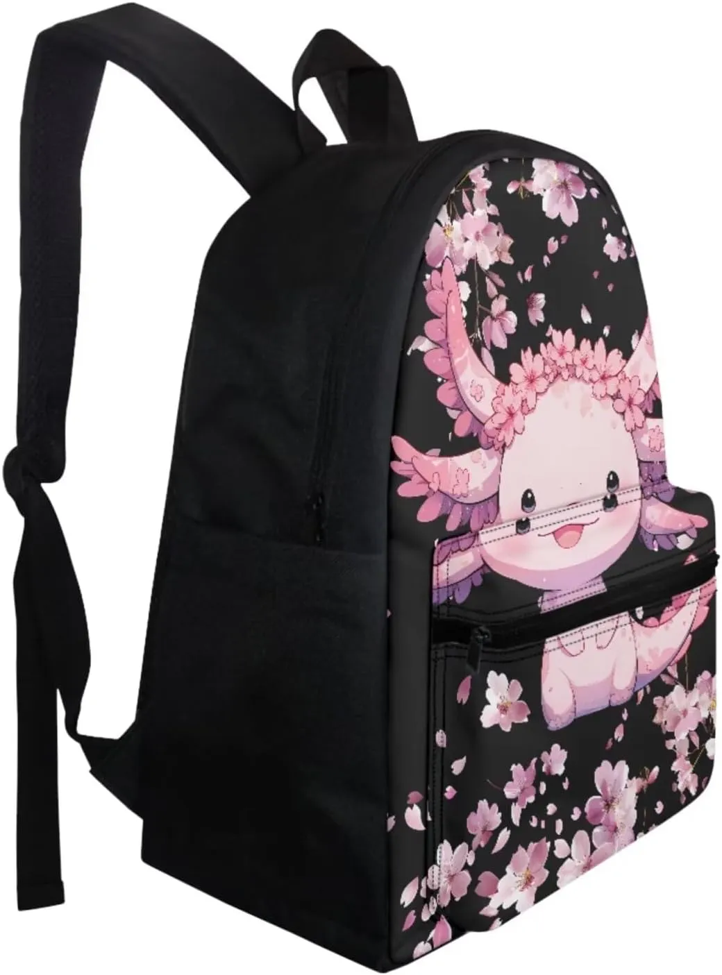Axolotl Girls Backpack with Picnic Bag Cute School Bag for Kids Cherry Blossom 3 IN 1 Lightweight Bookbag and Lunch Box Pencil Case Set for Elementary Kindergarten Preschool School Students