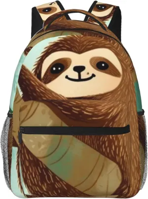 Backpack for Women Men's Casual Daypack Mandala Hiking Rucksack Outdoor Travel Bag, Hug Tree Sloth, One Size