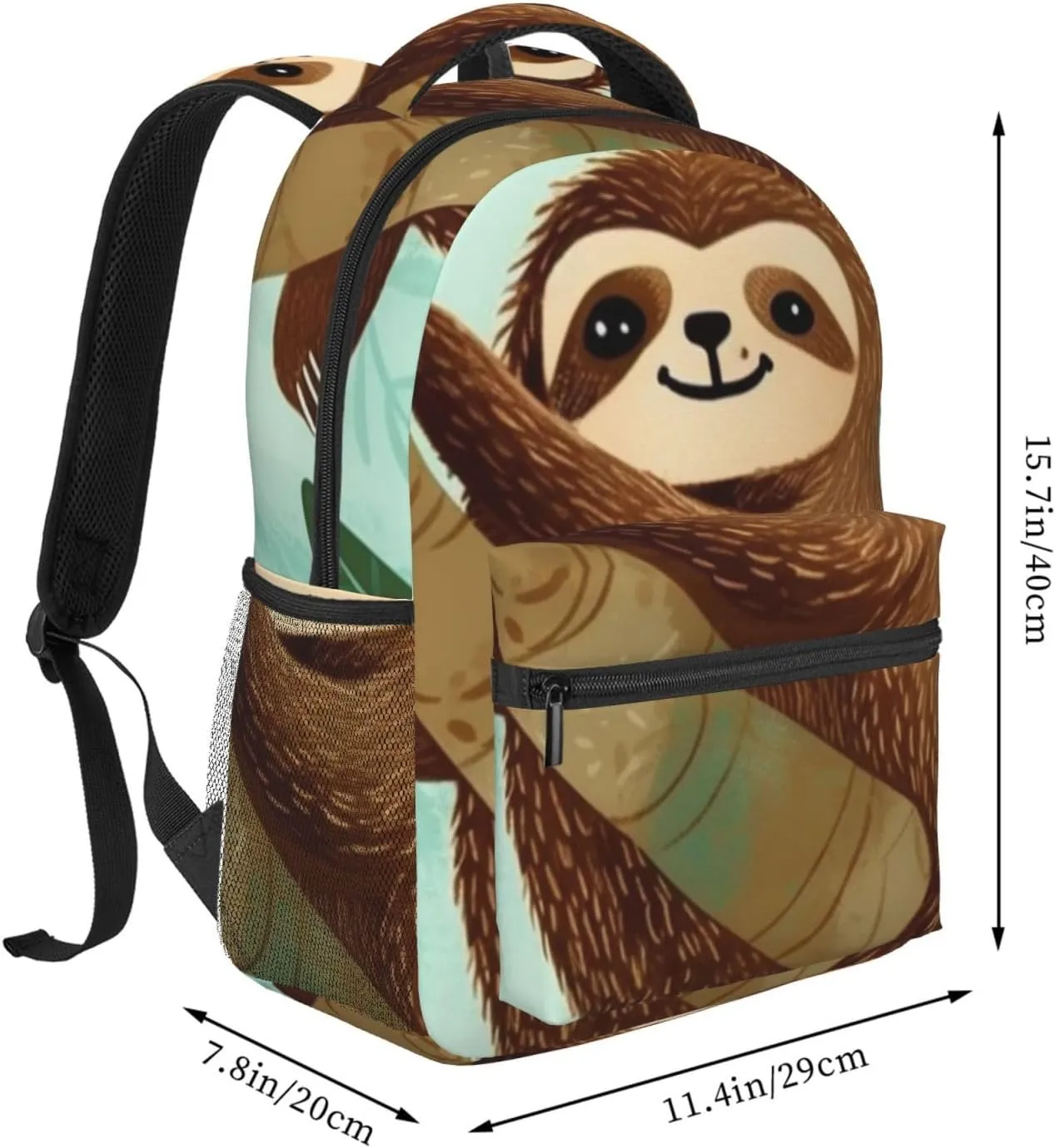 Backpack for Women Men's Casual Daypack Mandala Hiking Rucksack Outdoor Travel Bag, Hug Tree Sloth, One Size