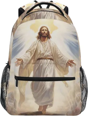 Backpack Man Walking Hill Daypack Shoulder Bag Book Bag Lightweight Back Pack with Reflective Strip Travel Laptop Daypack 12 ×16.9 In