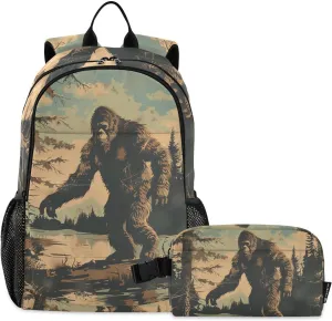 Backpack Sasquatch Lake Log Book Bag Daypack Shoulder Bag Lightweight Back Pack with Lunch Box Travel Laptop Daypack 18.5 x 11.8 In