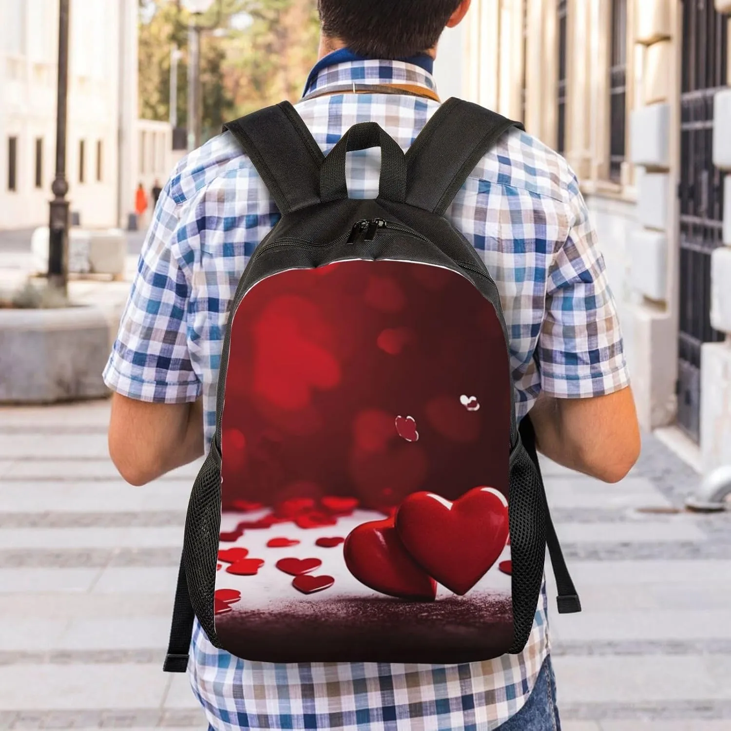 Backpack Travel Laptop Backpack For Men Women Happy Valentine'S Day Red Hearts Casual Daypack Adjustable Lightweight Computer Bag