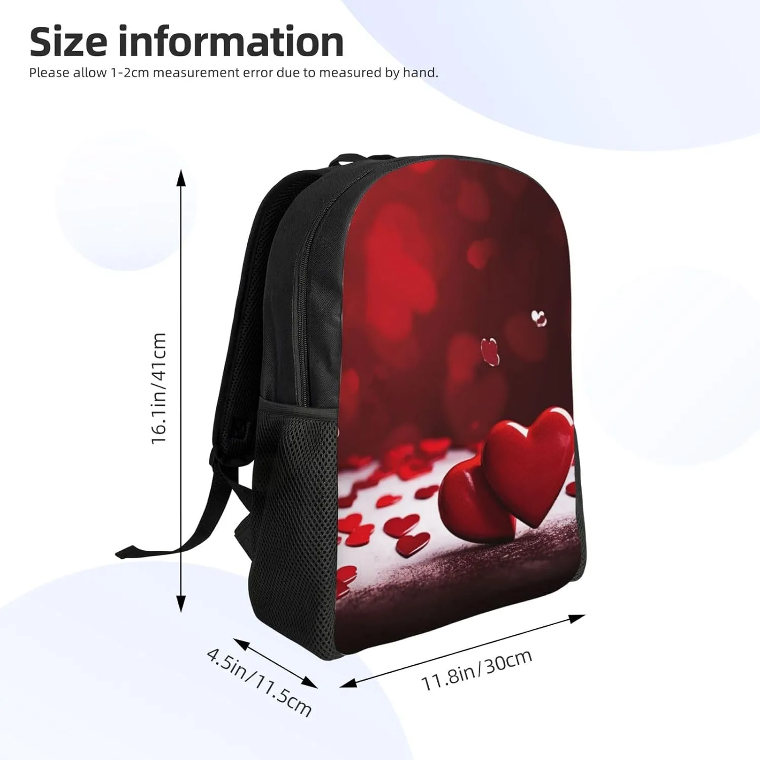 Backpack Travel Laptop Backpack For Men Women Happy Valentine'S Day Red Hearts Casual Daypack Adjustable Lightweight Computer Bag