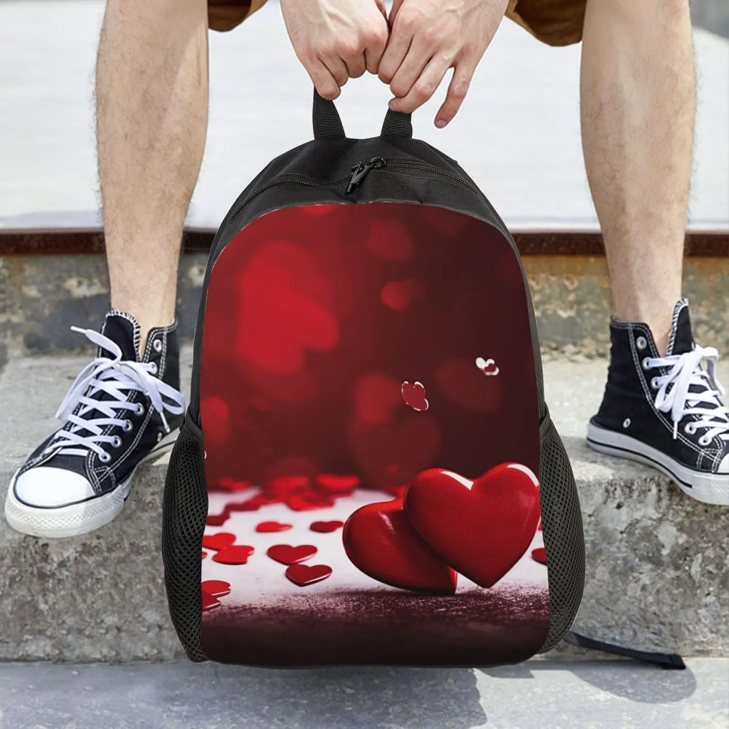 Backpack Travel Laptop Backpack For Men Women Happy Valentine'S Day Red Hearts Casual Daypack Adjustable Lightweight Computer Bag