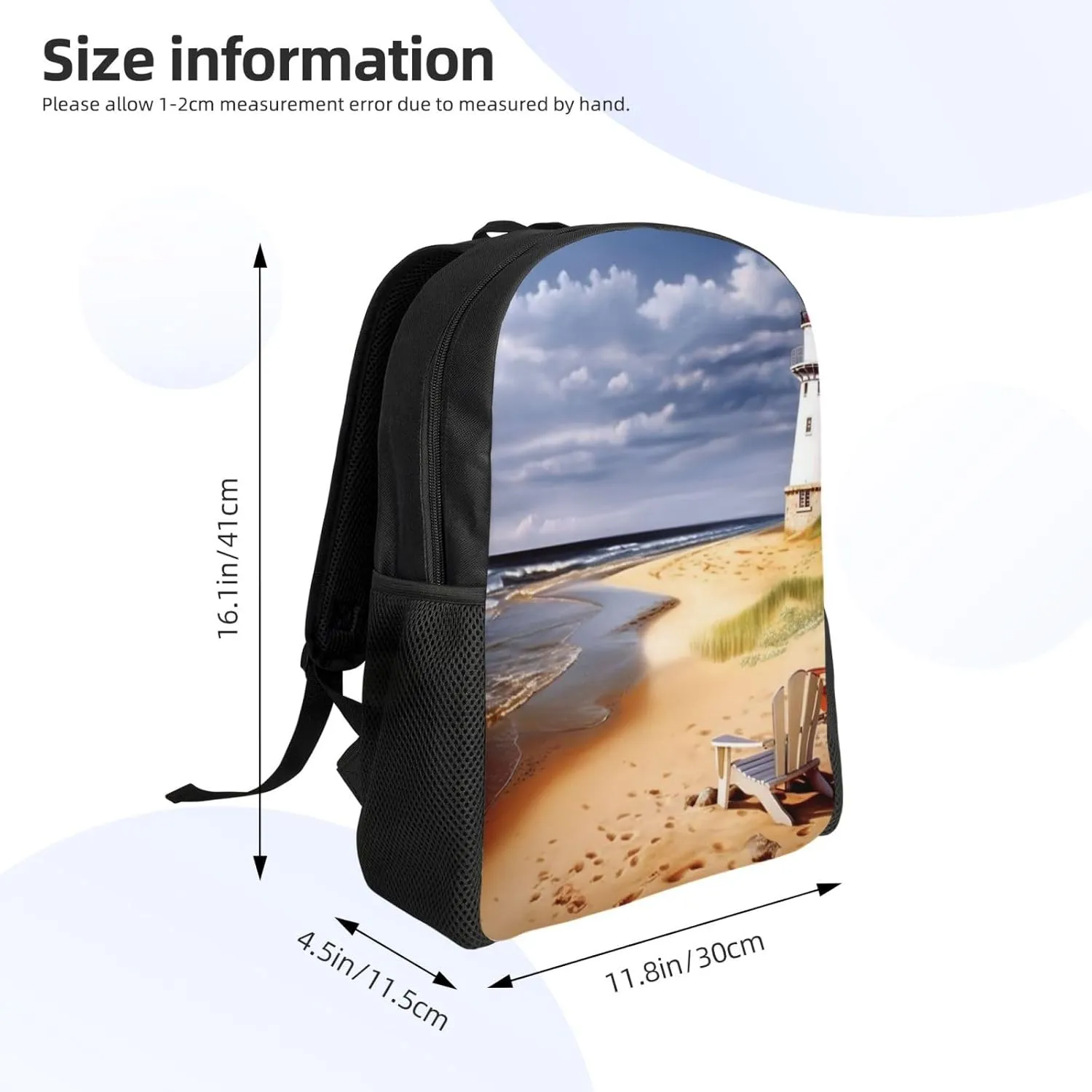 Backpack Travel Laptop Backpack For Men Women Lightweight Rucksack Sea Lighthouses Sandbeach Casual Daypack