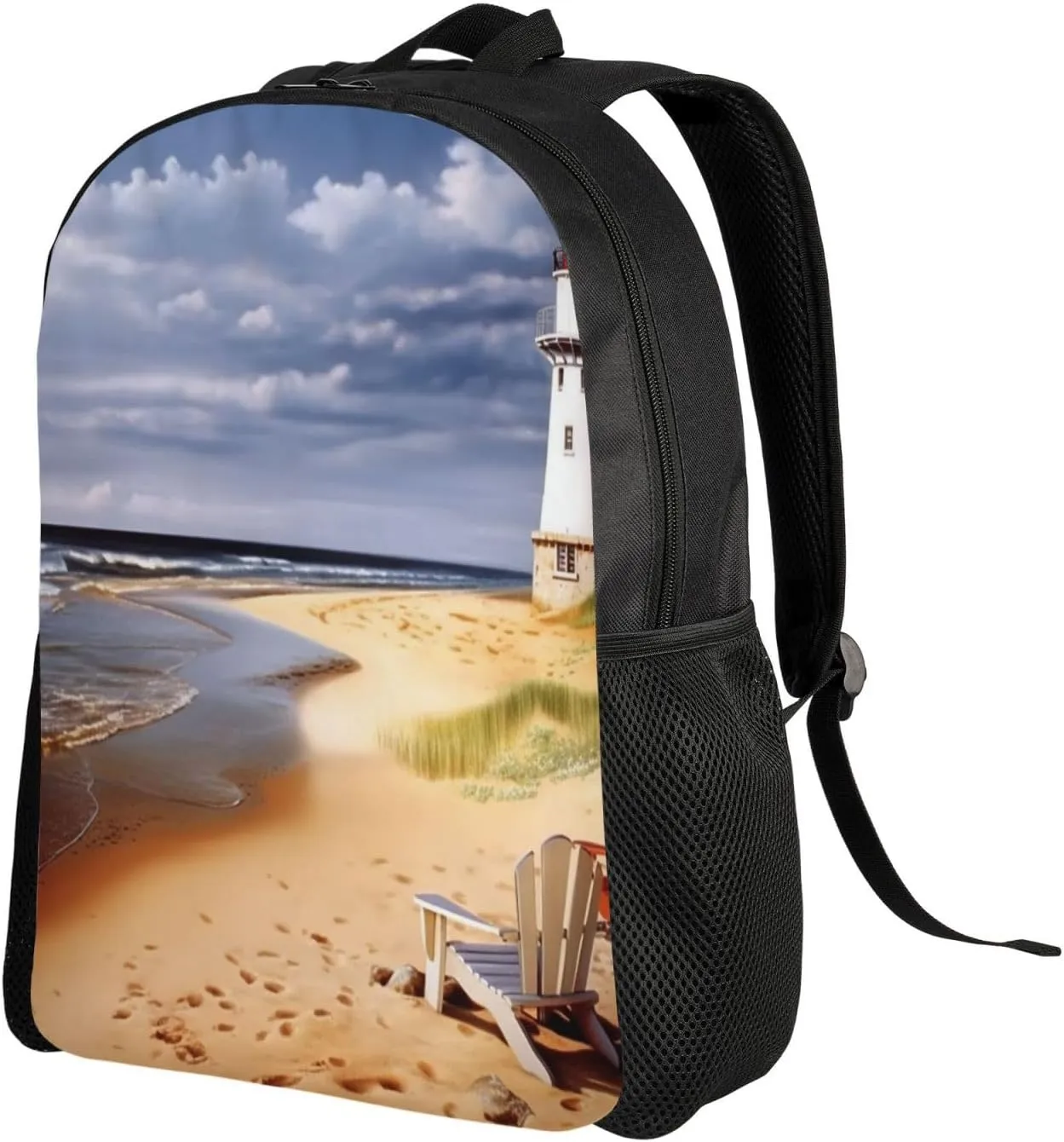 Backpack Travel Laptop Backpack For Men Women Lightweight Rucksack Sea Lighthouses Sandbeach Casual Daypack