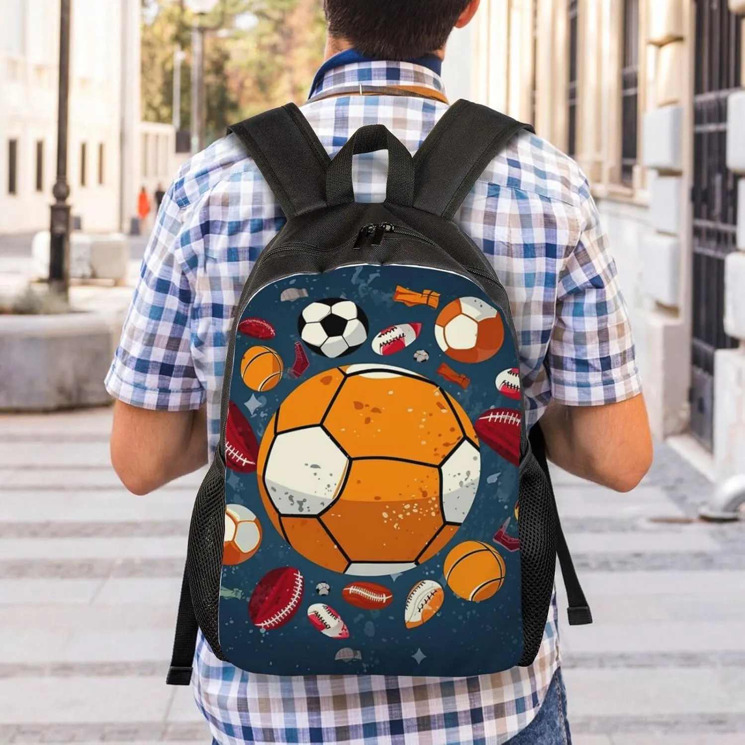 Backpack Travel Laptop Backpack For Men Women Lightweight Rucksack Sports Ball Design Casual Daypack