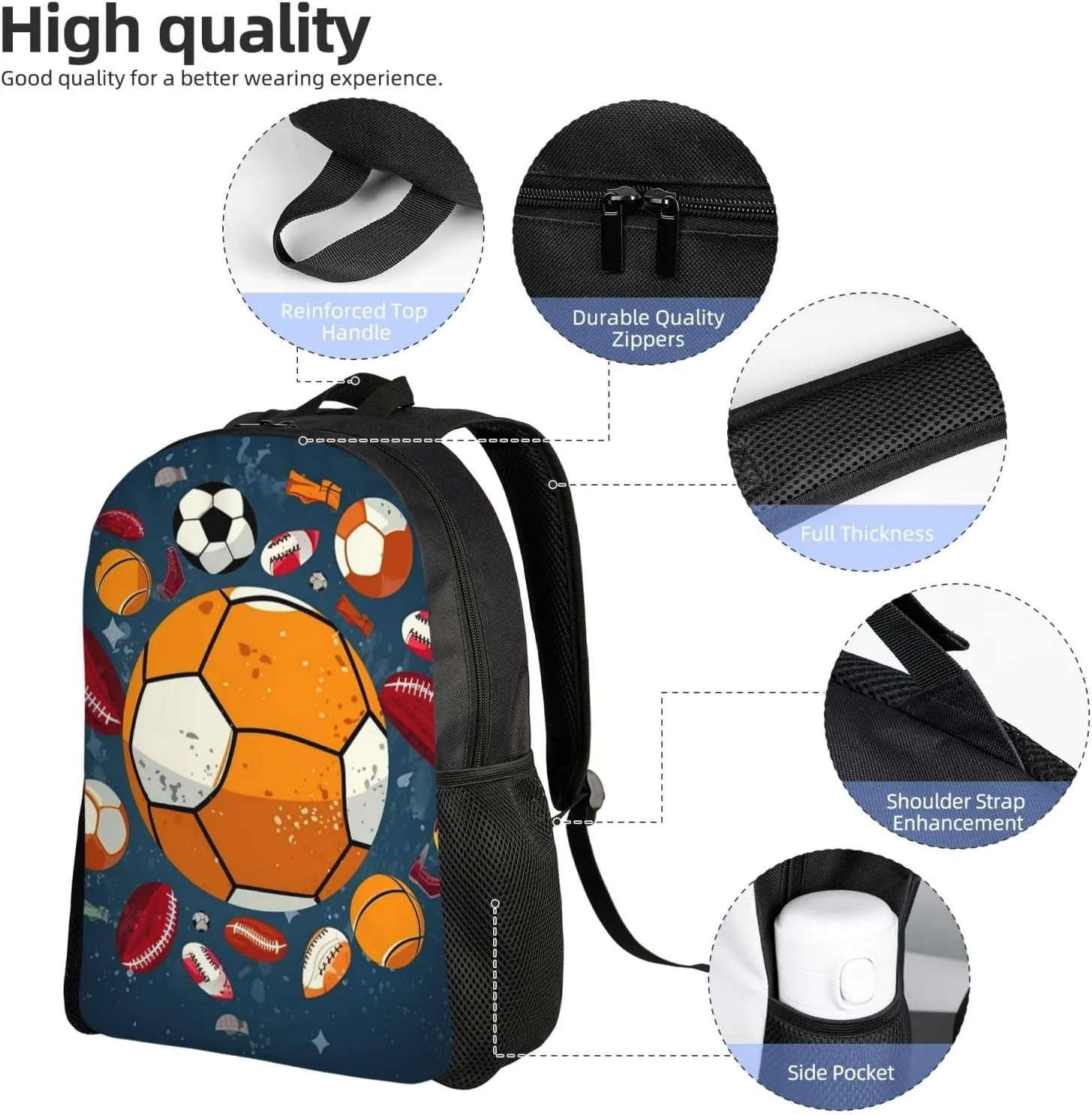 Backpack Travel Laptop Backpack For Men Women Lightweight Rucksack Sports Ball Design Casual Daypack