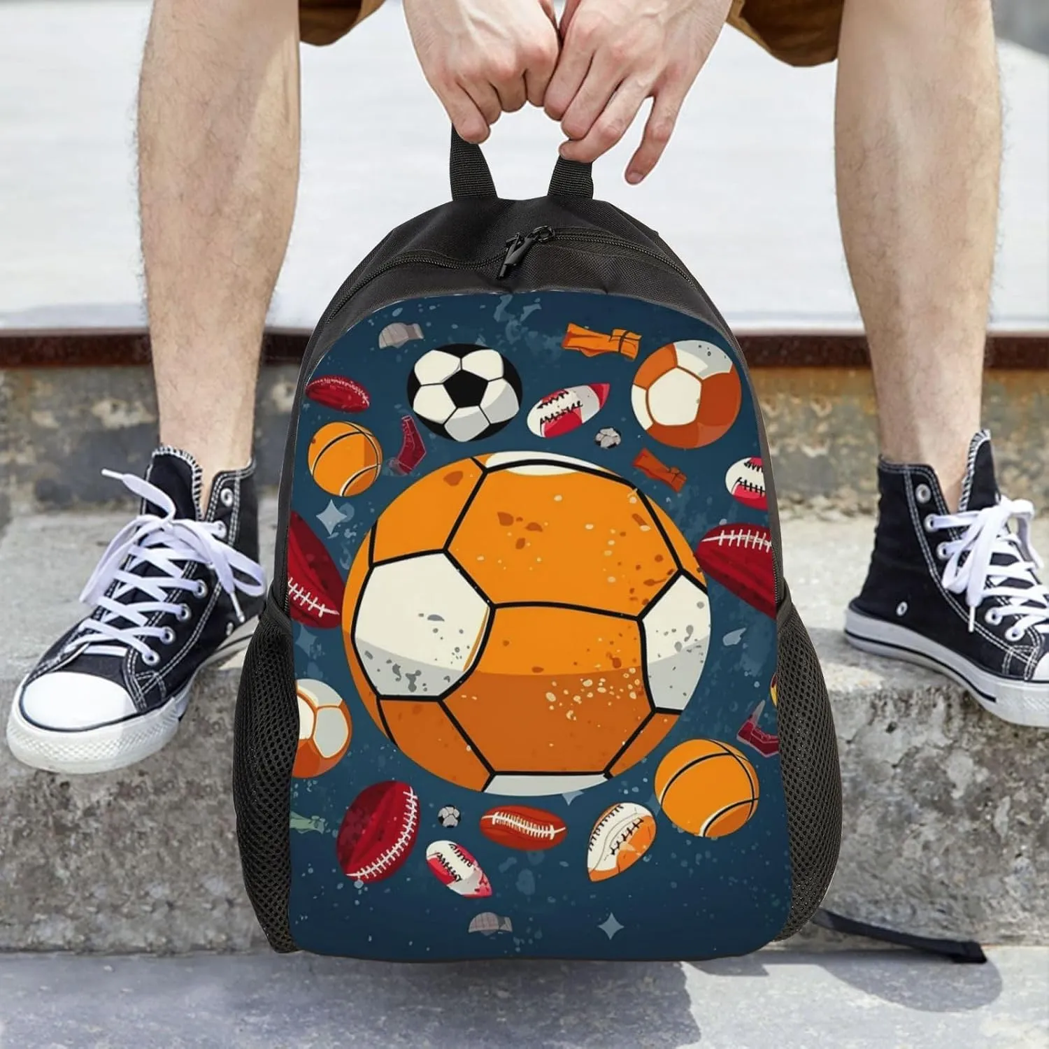 Backpack Travel Laptop Backpack For Men Women Lightweight Rucksack Sports Ball Design Casual Daypack