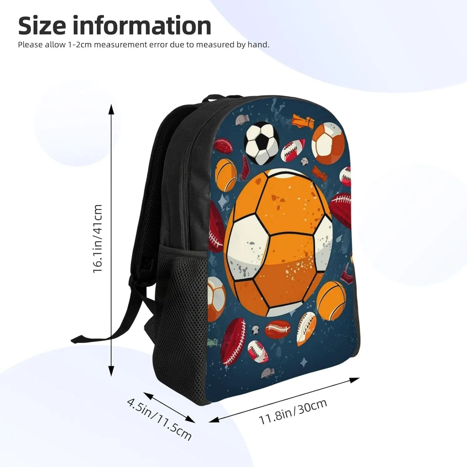Backpack Travel Laptop Backpack For Men Women Lightweight Rucksack Sports Ball Design Casual Daypack