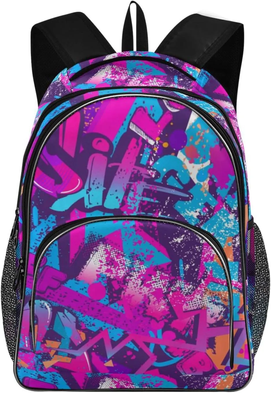Backpacks 22L Three Layer Arc Book Bag Lightweight for Travel Camping Hiking Rucksack Daypack Kids & Adults Abstract Graffiti Words