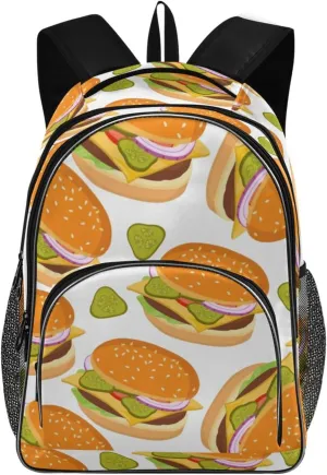 Backpacks 22L Three Layer Arc Book Bag Lightweight for Travel Camping Hiking Rucksack Daypack Kids & Adults Burger Pattern