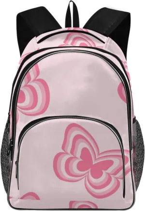 Backpacks 22L Three Layer Arc Book Bag Lightweight for Travel Camping Hiking Rucksack Daypack Kids & Adults Pink Butterfly