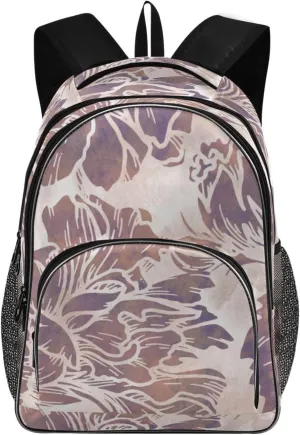Backpacks 22L Three Layer Arc Book Bag Lightweight for Travel Camping Hiking Rucksack Daypack Kids & Adults Silhouette Flower