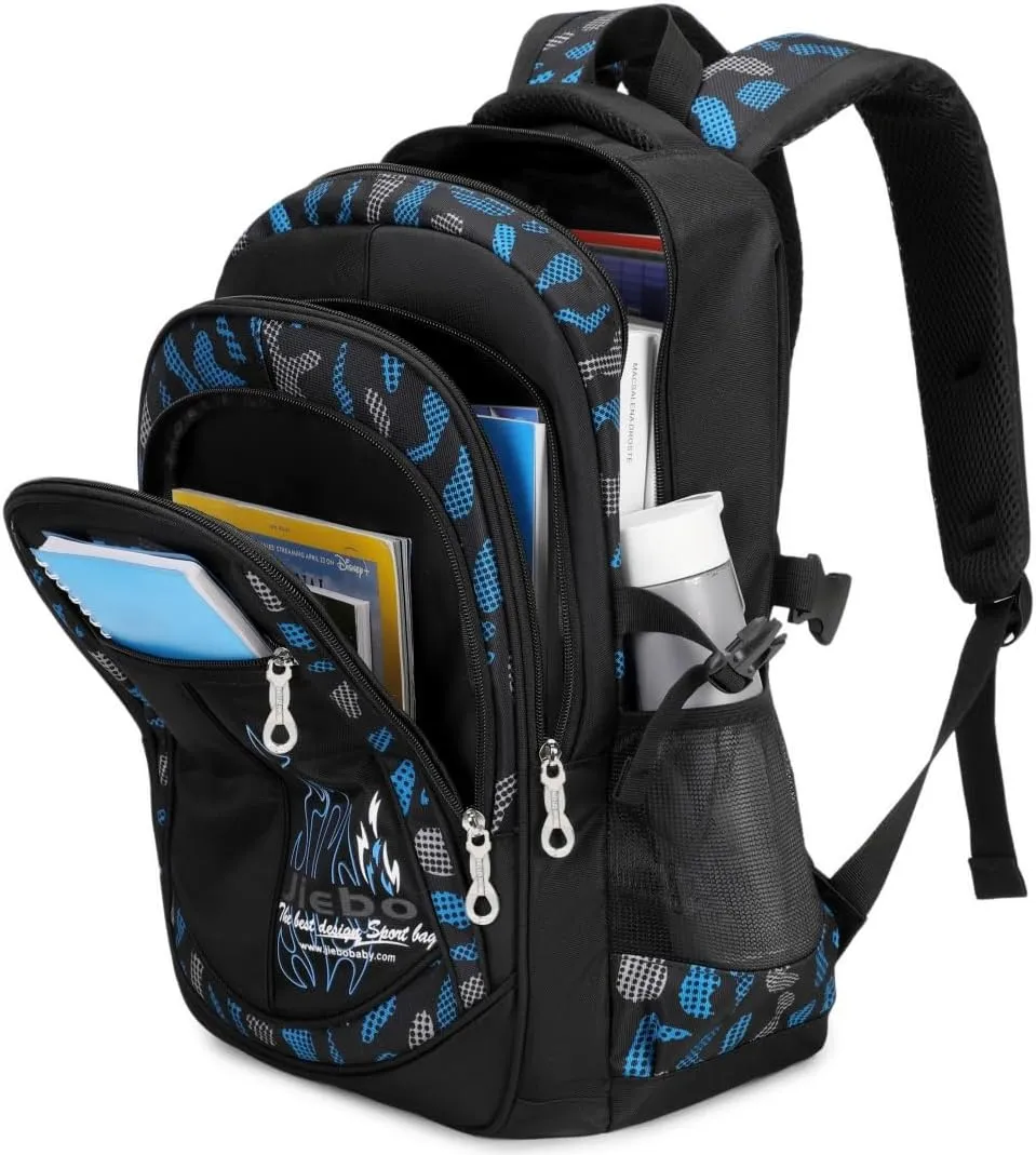 Backpacks for Boys Elementary Middle School Bags Kids Heavy Duty Durable Teenage Student Sturdy Bookbag Travel Waterproof 18in (C-Blue)