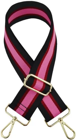 Bag Straps Belt Replacement Crossbody Handbag Strap Shoulder Bag Strap Adjustable Luggage Straps Black Clasp Pink-Black