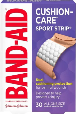 Band-AID Bandages Cushion-Care Sport Strip 30 ea (Pack of 3)