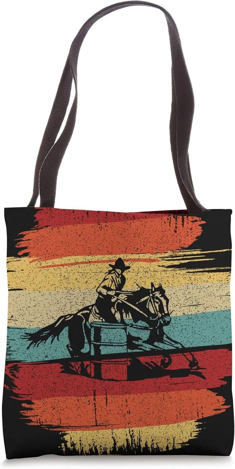 Barrel Racer Cowgirl Retro Rodeo Horse Barrel Racing Graphic Tote Bag