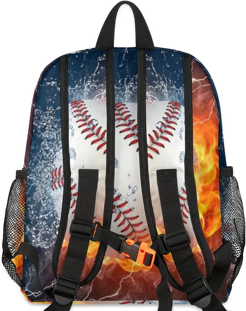 Baseball Backpack for School, Water Fire Sports Backpack for Boys 3-8, Kindergarten Elementary Kids Toddler Bookbag Baseball School Backpacks 12in Mini Preschool Cute Starry Sky Travel Bag