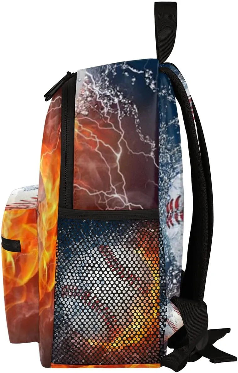 Baseball Backpack for School, Water Fire Sports Backpack for Boys 3-8, Kindergarten Elementary Kids Toddler Bookbag Baseball School Backpacks 12in Mini Preschool Cute Starry Sky Travel Bag