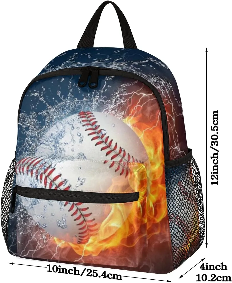 Baseball Backpack for School, Water Fire Sports Backpack for Boys 3-8, Kindergarten Elementary Kids Toddler Bookbag Baseball School Backpacks 12in Mini Preschool Cute Starry Sky Travel Bag