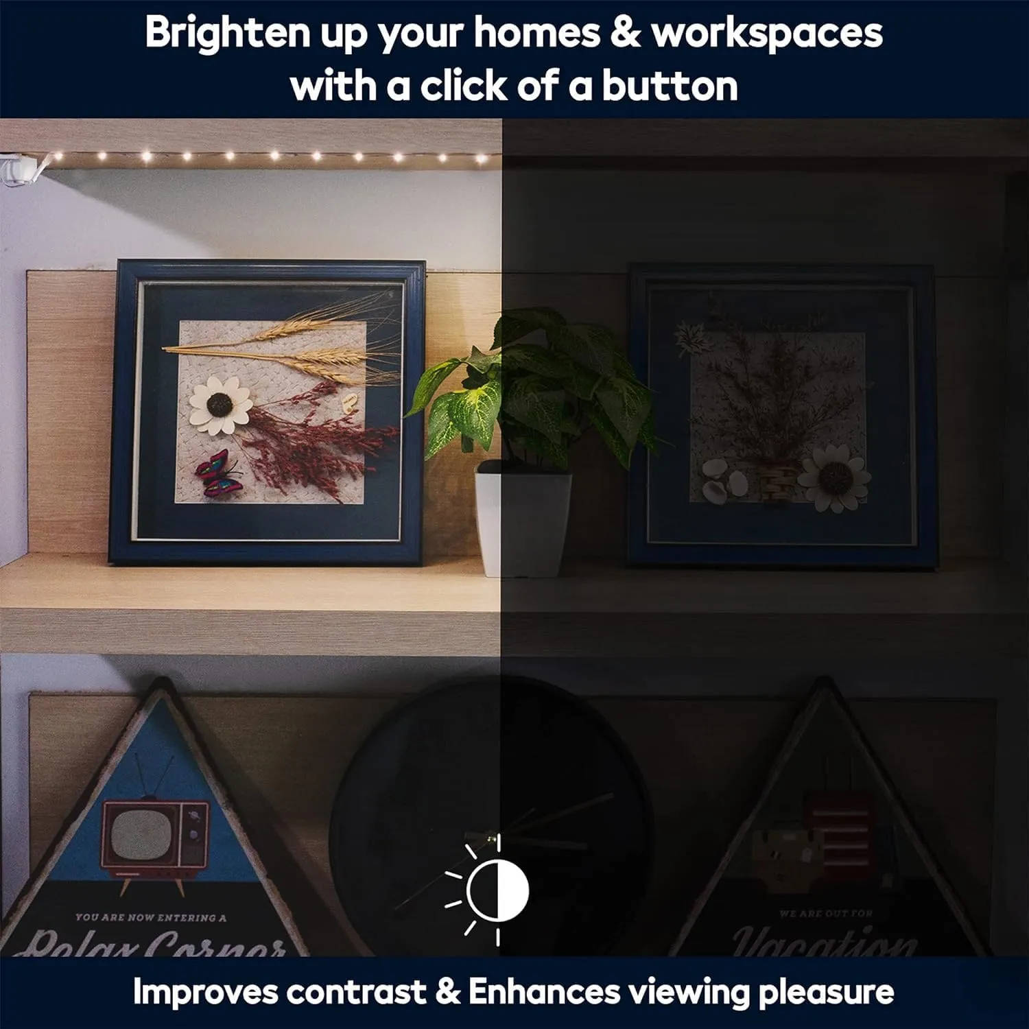 Battery Powered LED Strip Lights, Wireless LED Strip Lights 40 inch x 3 Pack for Kitchen Under Cabinet Lighting, Shelves, Under Counter, Closet, Cordless Click Light, Neutral White 4000K