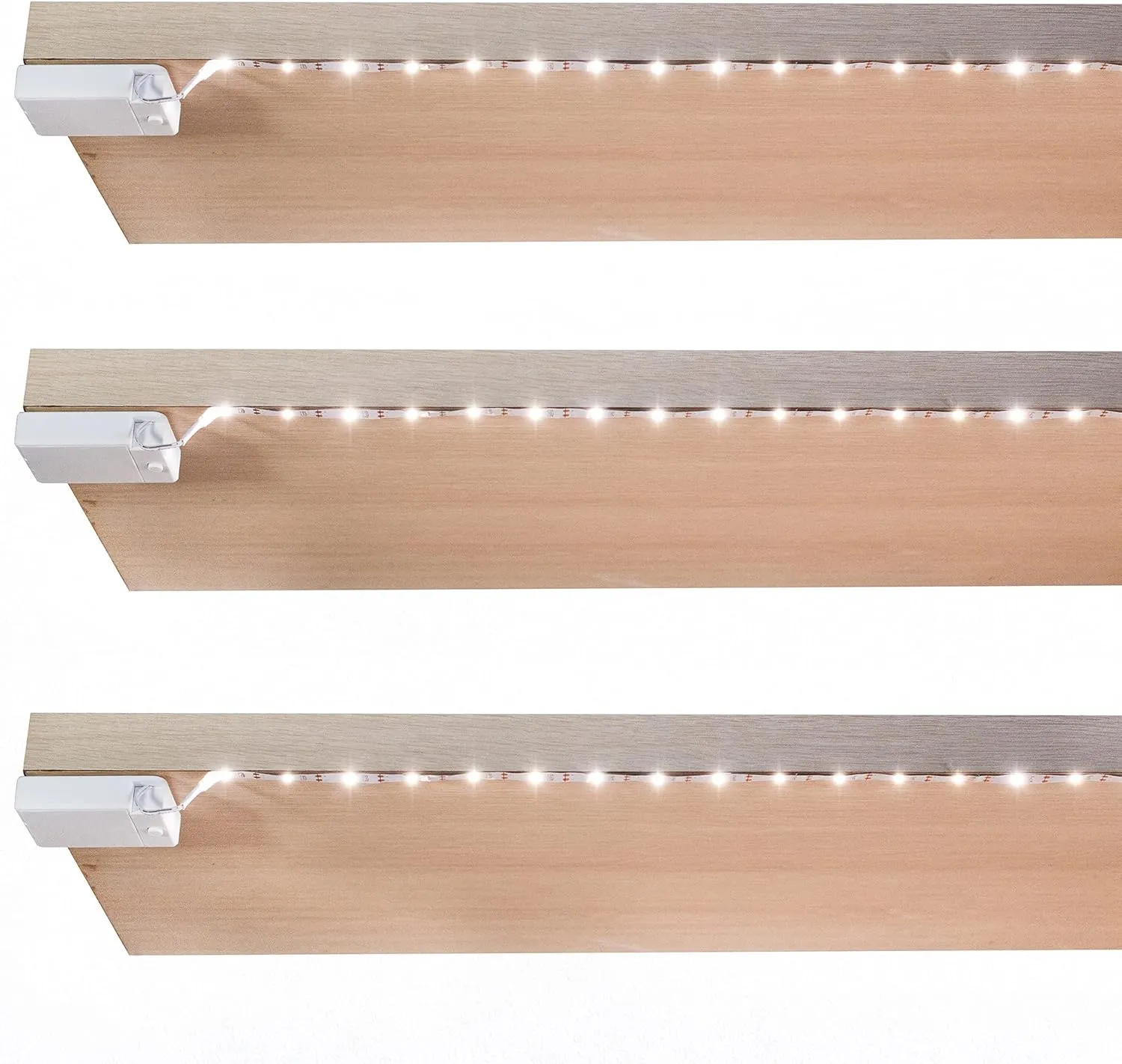 Battery Powered LED Strip Lights, Wireless LED Strip Lights 40 inch x 3 Pack for Kitchen Under Cabinet Lighting, Shelves, Under Counter, Closet, Cordless Click Light, Neutral White 4000K