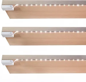Battery Powered LED Strip Lights, Wireless LED Strip Lights 40 inch x 3 Pack for Kitchen Under Cabinet Lighting, Shelves, Under Counter, Closet, Cordless Click Light, Neutral White 4000K